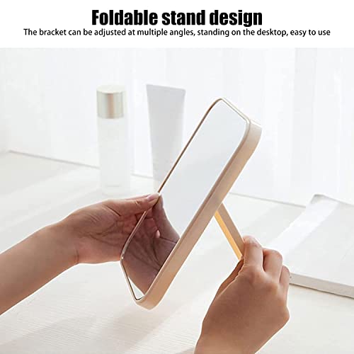 TOMATUS Hand Mirror | Glass Rectangle Cosmetic Standing Mirror for Makeup, Portable for Travel, Camping, Home (Cream - Pack of 1, Rectangular, Floor Mount, Framed) - Image 3