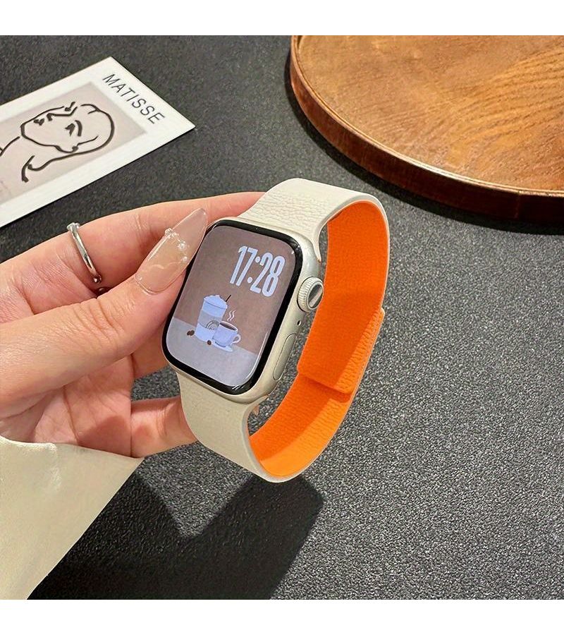 16 حزام مغناطيسي برتقالي رمادي متوافق مع ساعات iWatch مقاس 42 و44 و45 و46 و49 ملم - Image 4