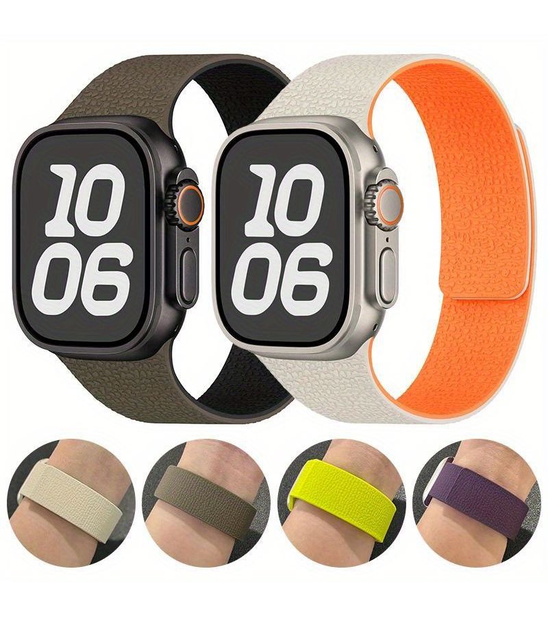 16 حزام مغناطيسي برتقالي رمادي متوافق مع ساعات iWatch مقاس 42 و44 و45 و46 و49 ملم - Image 1