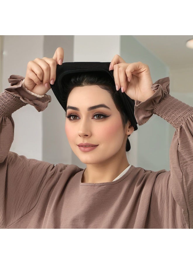 ستاردست بوتيك طقم قبعات حجاب داخلية مانعة للانزلاق من قطعتين - شريط سيليكون لتثبيت الجبهة، خامة خفيفة، أسود وأبيض - مجموعة الأساسيات اليومية (The Everyday Basics) - Image 3