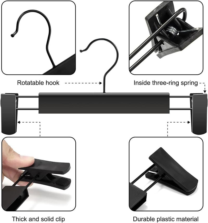 10 Pack Clothes Pants Hangers with 360° Swivel Hooks and Adjustable Clips - Space-Saving Trouser Holders - Image 2