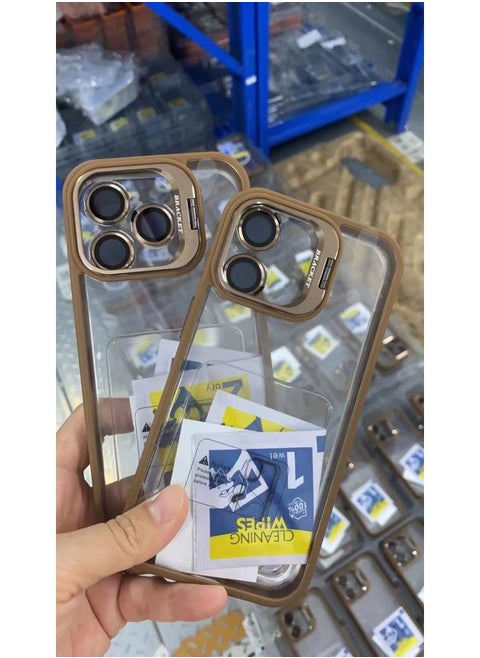 Digital Cputer/iphone Protective Case For IPhone Mini/13/13 Pro/13 Pro Max Pu Leather Material Slim Design Lightweight Stylish-Color:Bracket Transparent Missing Mark 【desert Gold】-Applicable Model:i