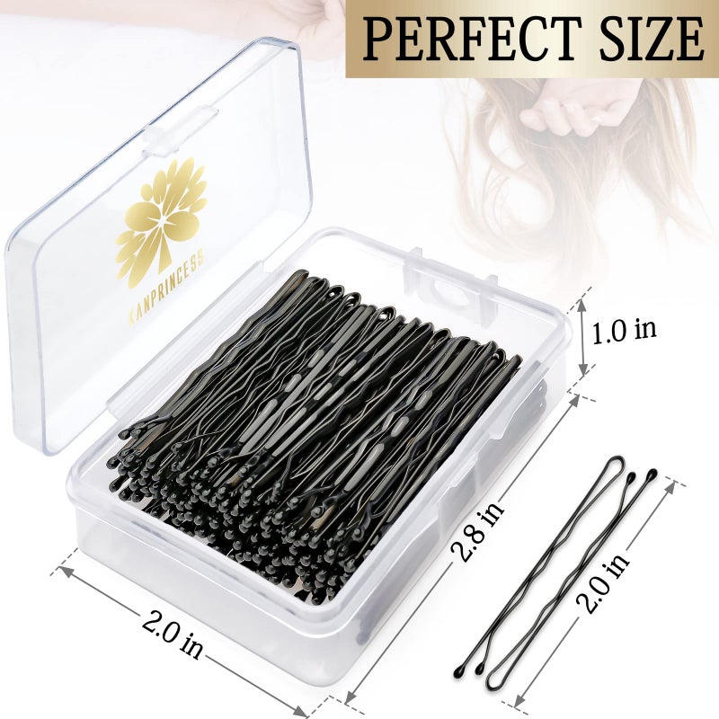 KANPRINCESS 100PCS 2Inches Hair Pins Kit Secure Hold Bobby Pins Clips for Women Girls and Hairdressing Salon With Clear Storage Box(Black) - Image 2