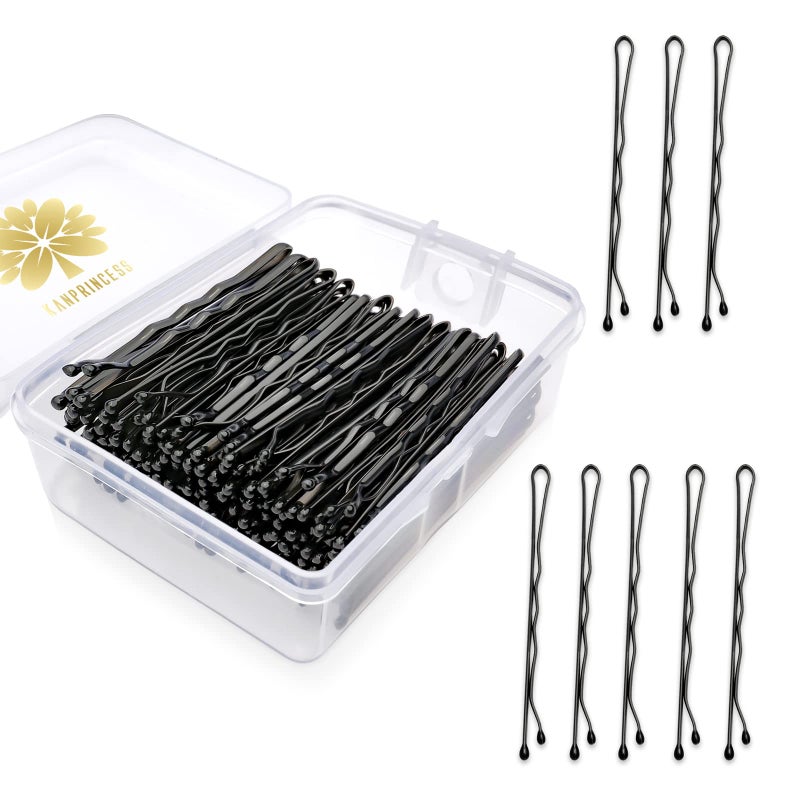 KANPRINCESS 100PCS 2Inches Hair Pins Kit Secure Hold Bobby Pins Clips for Women Girls and Hairdressing Salon With Clear Storage Box(Black) - Image 1
