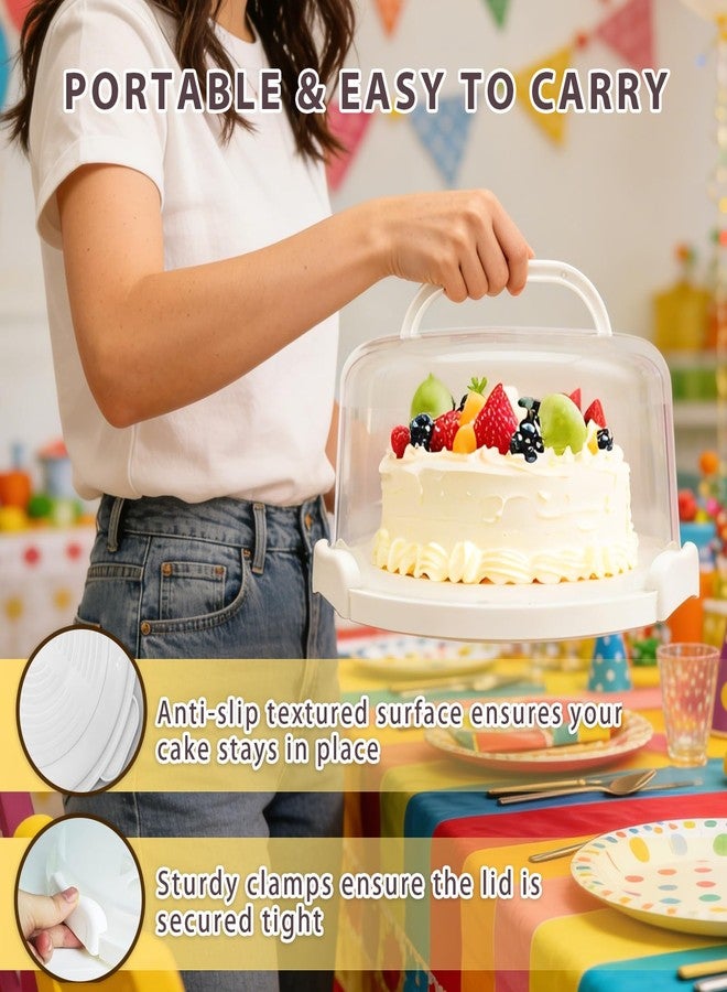 Slomg Plastic Cake Carrier with Lid and Handle, Multipurpose Cake Stand Holder Container for 11 in Cake, Round Cupcake Storage Box Serving Tray with Cover for Bundt Dessert Pie Pizza Eggs Fruit White - Image 5