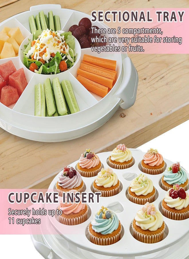 Slomg Plastic Cake Carrier with Lid and Handle, Multipurpose Cake Stand Holder Container for 11 in Cake, Round Cupcake Storage Box Serving Tray with Cover for Bundt Dessert Pie Pizza Eggs Fruit White - Image 3