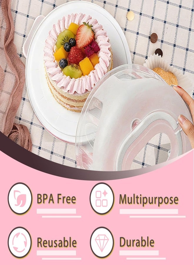 Slomg Plastic Cake Carrier with Lid and Handle, Multipurpose Cake Stand Holder Container for 11 in Cake, Round Cupcake Storage Box Serving Tray with Cover for Bundt Dessert Pie Pizza Eggs Fruit White - Image 4