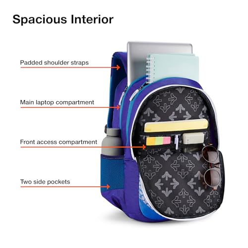 Nasher Miles Kinetics 5 Compartment Laptop Backpack 45 Liters Polyester with Raincover| Front Organiser Ideal for College, School Bags for Boys & Girls (Blue) - Image 3