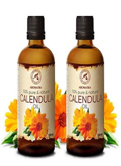 Aromatika Oil 68 Oz Calendula Officinalis Infused Almond Oil Base 100% Pure & Natural Marigold Oil Benefits For Skin Nails Hair Face Body  - Image 1