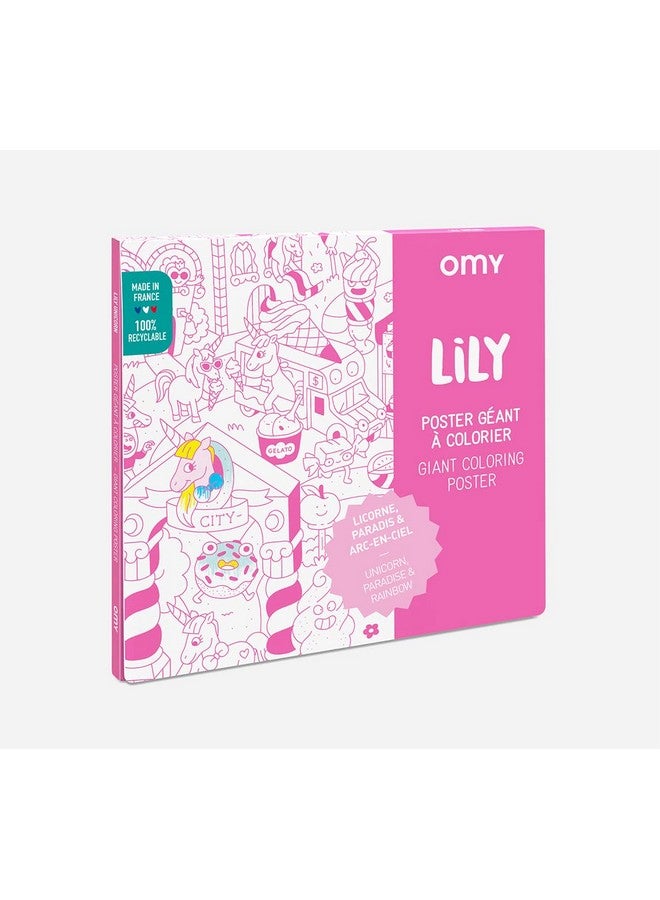 Omy Giant Coloring Poster, Lily The Unicorn, 40 x 28 inches, Creative Fun and Play for Kids, Adults, and The Whole Family. - Image 1
