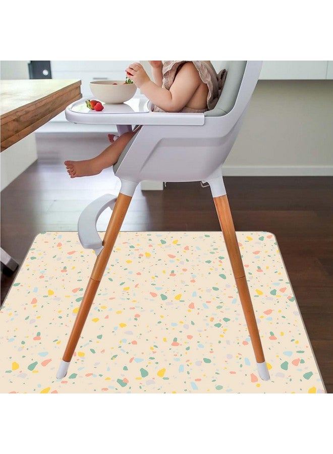 CLCROBD Splat Mat For Under High Chair/Arts/Crafts By Clcrobd 51" Baby Antislip Food Splash And Spill Mat For Eating Mess Waterproof Floor Protector And Table Cloth (Beige)  - Image 3