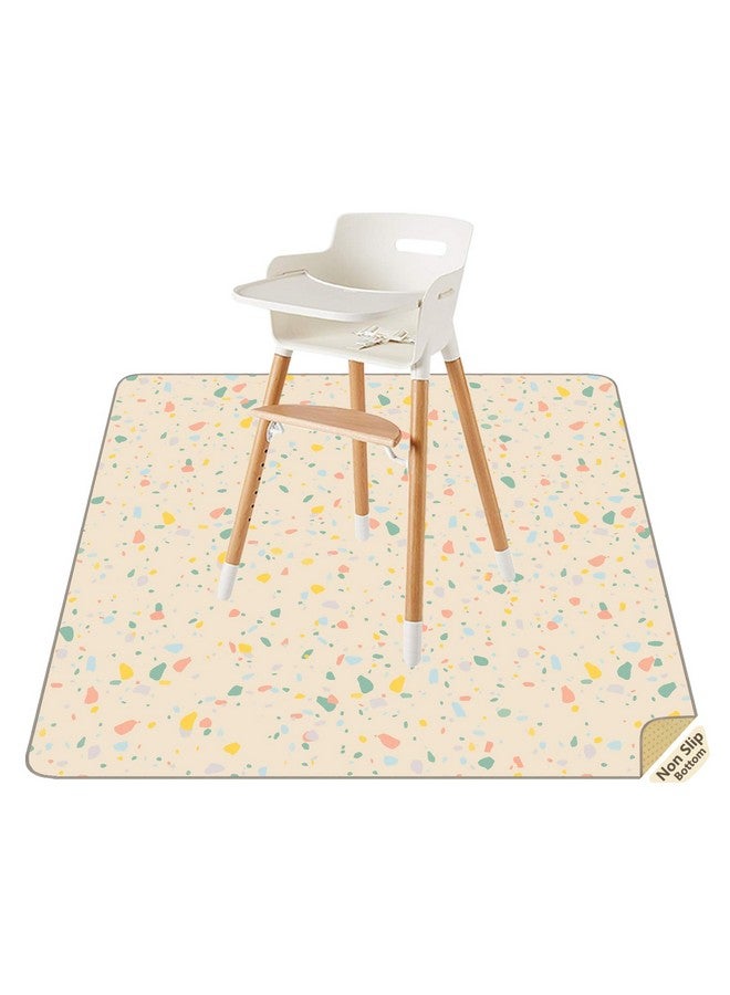 CLCROBD Splat Mat For Under High Chair/Arts/Crafts By Clcrobd 51" Baby Antislip Food Splash And Spill Mat For Eating Mess Waterproof Floor Protector And Table Cloth (Beige)  - Image 1