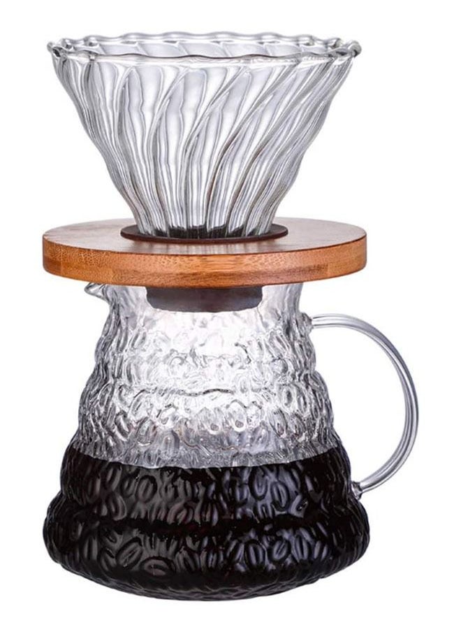 Arabest V60 Pour Over Coffee Maker Set  600ml Coffee Server Pot with Glass Drip Filter Elegant Coffee Dripper Glass Carafe  - Image 1