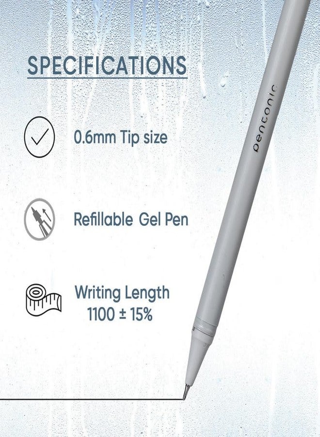 Pentonic Frost 0.6 mm Refillable Gel Pen | Pastel Grey Body | Black Ink | Set of 10 - Image 4