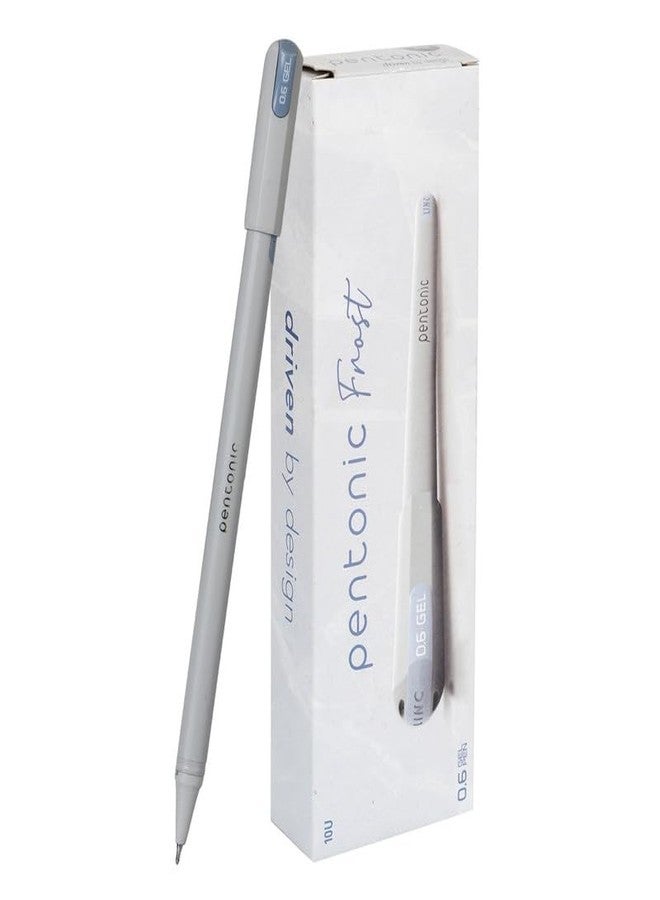 Pentonic Frost 0.6 mm Refillable Gel Pen | Pastel Grey Body | Black Ink | Set of 10 - Image 2