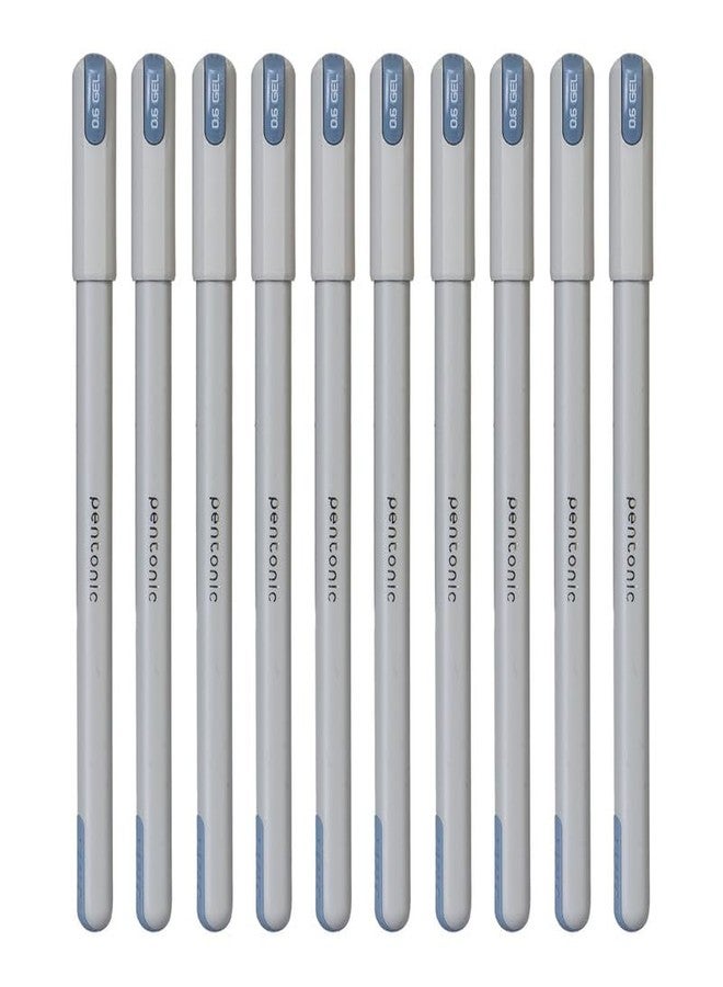 Pentonic Frost 0.6 mm Refillable Gel Pen | Pastel Grey Body | Black Ink | Set of 10 - Image 1