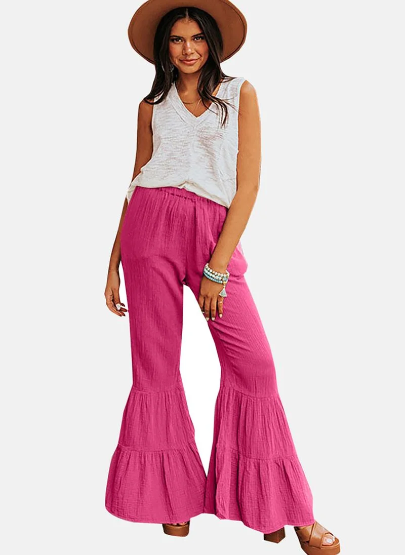 YUNIQEE Pink Plain Casual Trouser