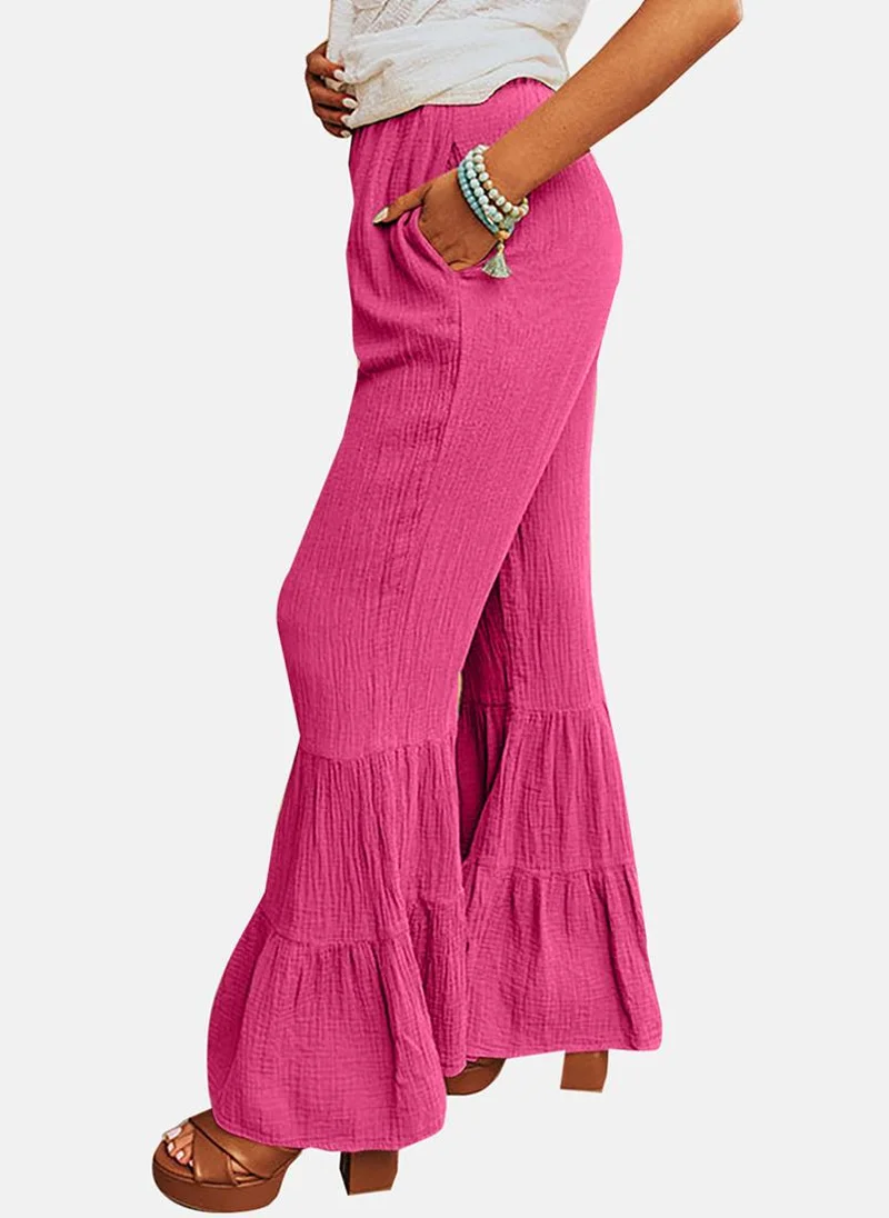 YUNIQEE Pink Plain Casual Trouser
