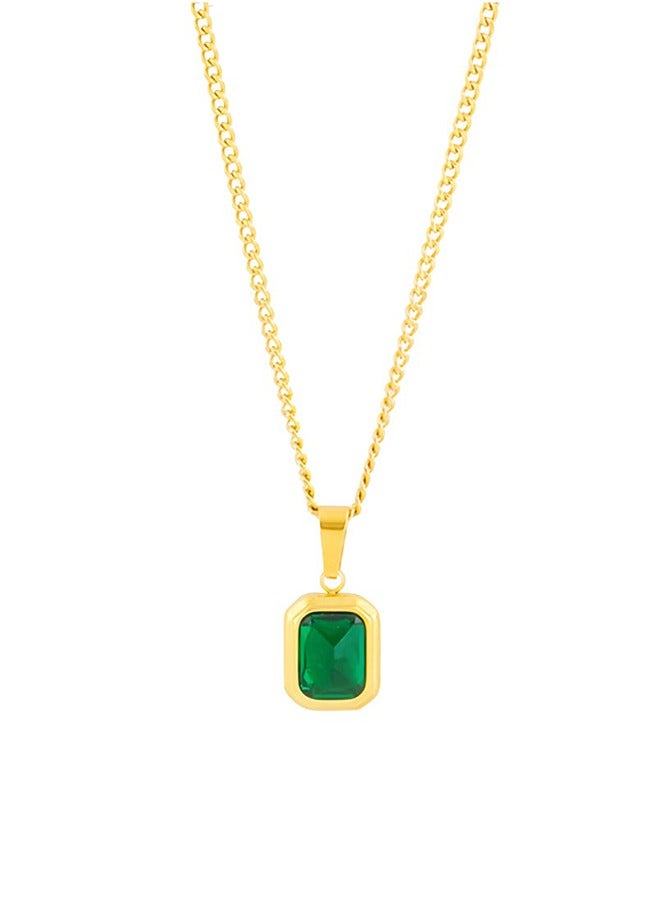 GIFT Vintage Emerald Necklace - Gold Chain Green Turquoise Pendant Jewelry Titanium Steel Women's Necklace Birthday Gift Fashion Necklace  - Image 1