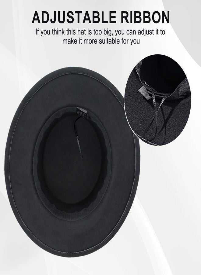 شينج زي قبعة فيدورا سوداء كلاسيكية أنيقة للجنسين من XINGZI، قبعة جاز أنيقة ذات حافة عريضة، قبعة ديربي مناسبة لحفلات الزفاف وعروض المواهب - Image 3