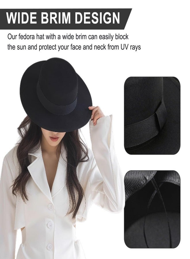 شينج زي قبعة فيدورا سوداء كلاسيكية أنيقة للجنسين من XINGZI، قبعة جاز أنيقة ذات حافة عريضة، قبعة ديربي مناسبة لحفلات الزفاف وعروض المواهب - Image 5