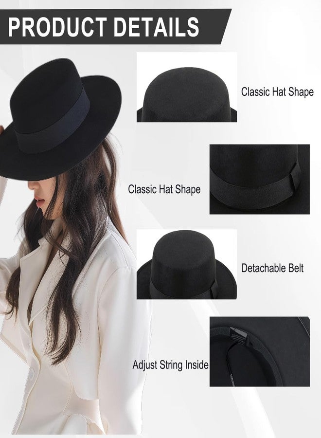 شينج زي قبعة فيدورا سوداء كلاسيكية أنيقة للجنسين من XINGZI، قبعة جاز أنيقة ذات حافة عريضة، قبعة ديربي مناسبة لحفلات الزفاف وعروض المواهب - Image 4