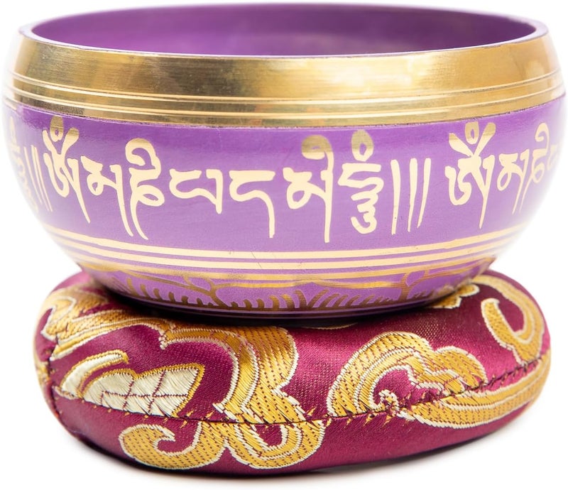 HIMALAYAN BAZAAR Tibetan Singing Bowl Set Brass - Master Healing Grade - Authentic Handcrafted Sound Bowl by Himalayan Bazaar (Black and Red) - Image 4