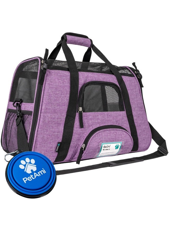 PetAmi Airline Approved Pet Carrier For Cat, Soft Sided Dog Carrier For Small Dog, Cat Travel Supplies Accessories For Indoor Cat, Ventilated Pet Carrying Bag Medium Kitten Puppy, Large Heather Purple - Image 1