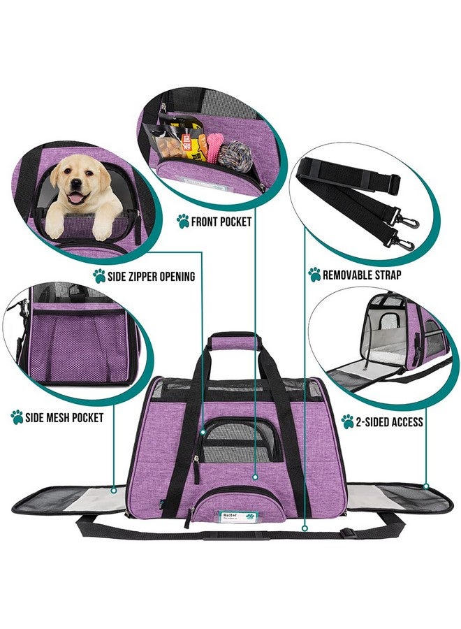 PetAmi Airline Approved Pet Carrier For Cat, Soft Sided Dog Carrier For Small Dog, Cat Travel Supplies Accessories For Indoor Cat, Ventilated Pet Carrying Bag Medium Kitten Puppy, Large Heather Purple - Image 3