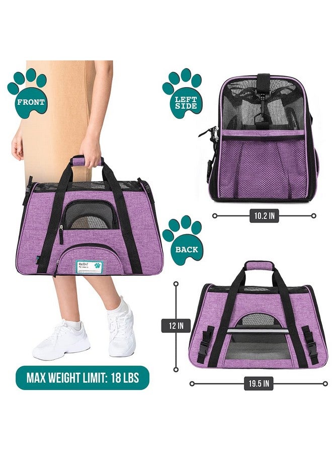 PetAmi Airline Approved Pet Carrier For Cat, Soft Sided Dog Carrier For Small Dog, Cat Travel Supplies Accessories For Indoor Cat, Ventilated Pet Carrying Bag Medium Kitten Puppy, Large Heather Purple - Image 2
