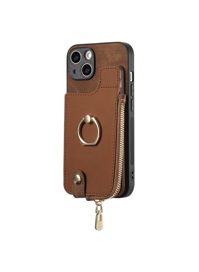 Zaboon Case For iPhone 13 Pro Cross Leather Ring Vertical Zipper Wallet Back Phone Case - Image 2