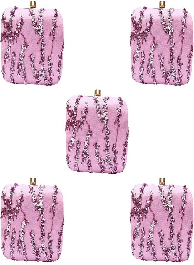 حقيبة يد وردية مزينة بالترتر للبنات من دوقة (عبوة من 5 قطع)