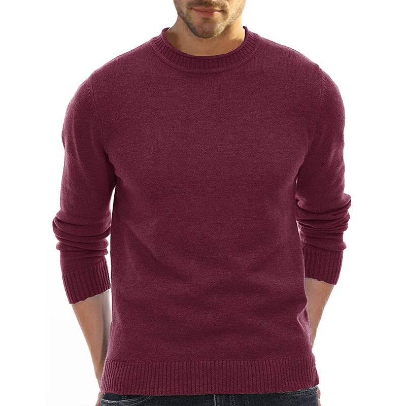 Mens Knit Sweater Short Sleeve Thick Turtleneck Burgundy - Image 1