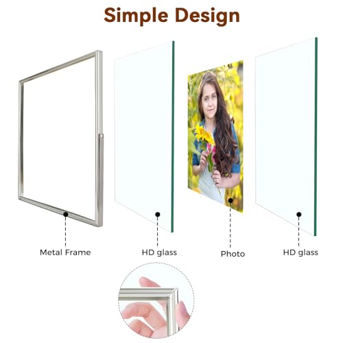 AhaGo Silver Floating Frame (5"x7", Vertical), For Picture 4x6, 3.5x5, 2x3, Small Desktop Photo Frame, Classy Gift For Festival, Wedding, Home or Office Décor - Image 5