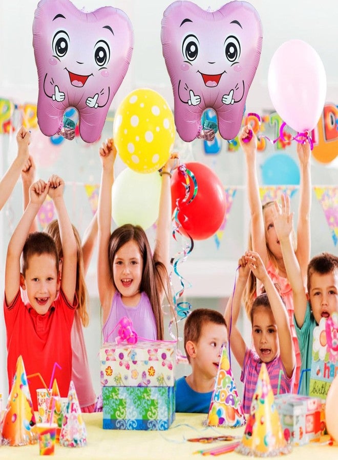 OHLIGEI 5PCS Pink Tooth Shaped Foil Balloons Teeth Mylar Tooth Inflatable Balloons for Tooth Themed Birthday Party Decorations - Image 5