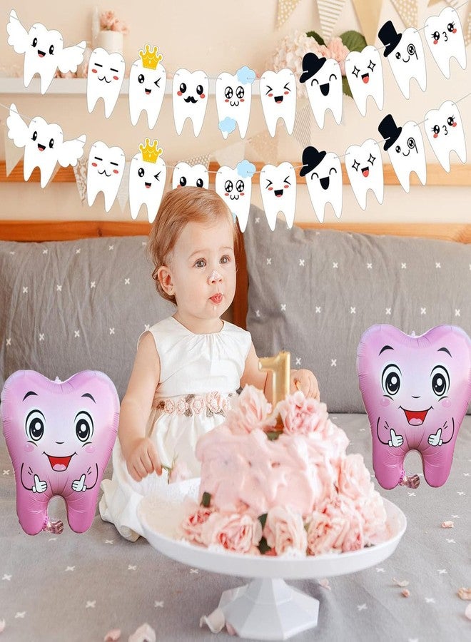 OHLIGEI 5PCS Pink Tooth Shaped Foil Balloons Teeth Mylar Tooth Inflatable Balloons for Tooth Themed Birthday Party Decorations - Image 4