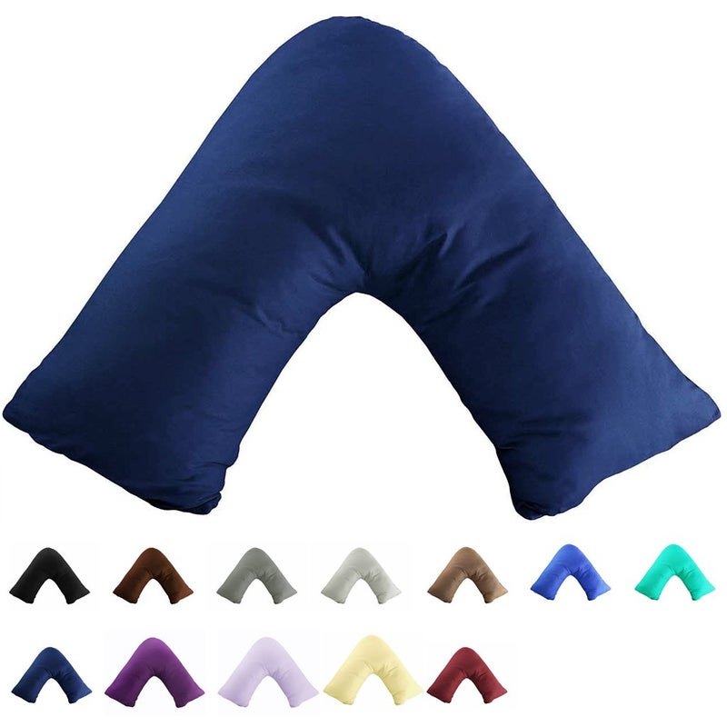 Gyulin 100 Cotton 300 Thread Count Soild Envelope Style V ShapedTriBoomerang Standard Pillow Case Cushion Cover Only Cover No Insert Navy Blue