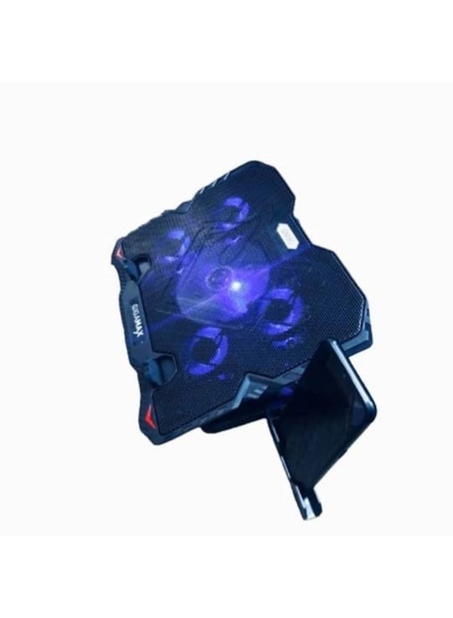 جيجاماكس لوحة تبريد للكمبيوتر المحمول - 5 مراوح (1 × 120 مم، 4 × 80 مم) - مع حامل هاتف - مروحة صامتة - طاقة USB - Gigamax gm90 - Image 5