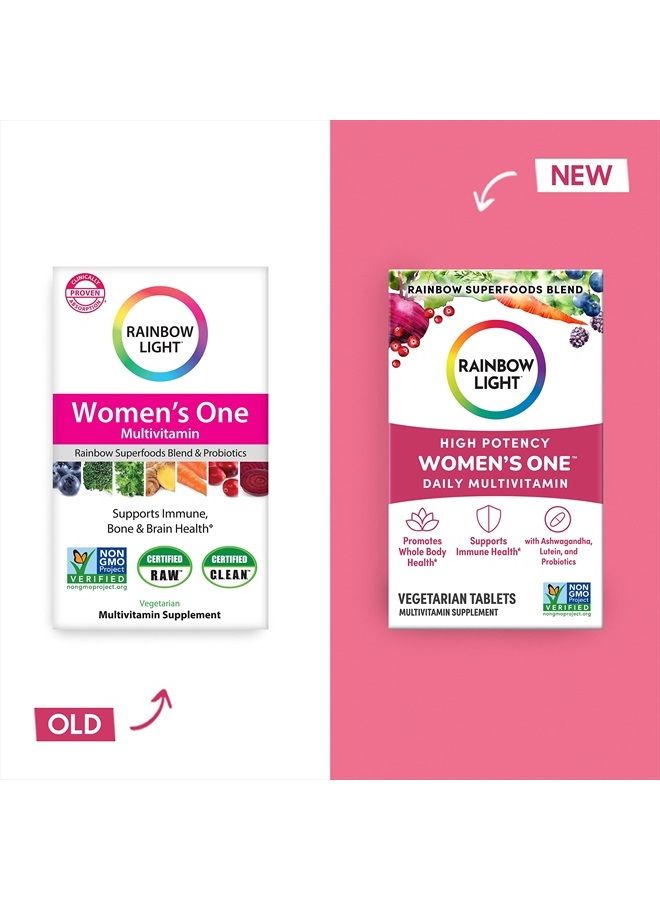 Rainbow Light فيتامينات متعددة للنساء، فيتامين C و D والزنك، بروبيوتيك، فيتامينات متعددة للنساء توفر دعم مناعي عالي الفعالية، غير معدلة وراثيًا، نباتية، 60 قرص - Image 3