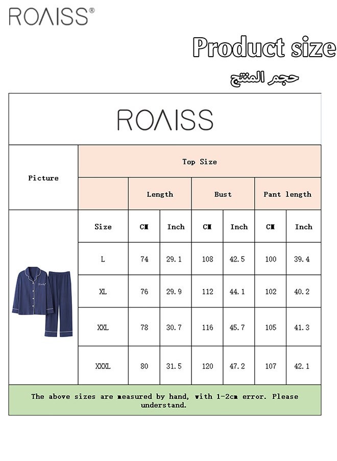 roaiss 2-Piece Set Of Unisex Pajamas Pure Cotton Long Sleeved Pants For Couples' Home Wear Fashion Casual Family Set  - Image 2