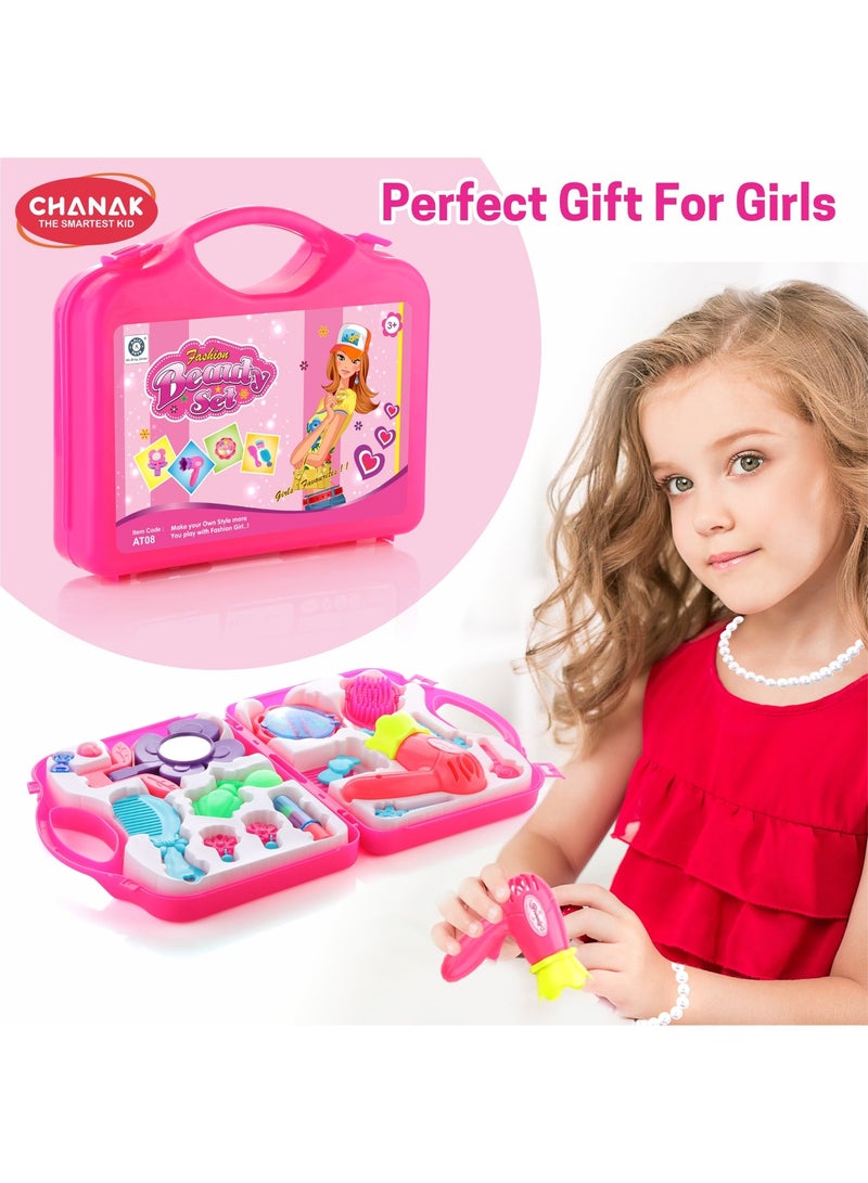 Chanak Beauty Playset for Kids, Pretend Play Beauty set with Foldable Suitcase for Kids, Beauty Kit Toyset for Kids Above 3 Years - Image 5