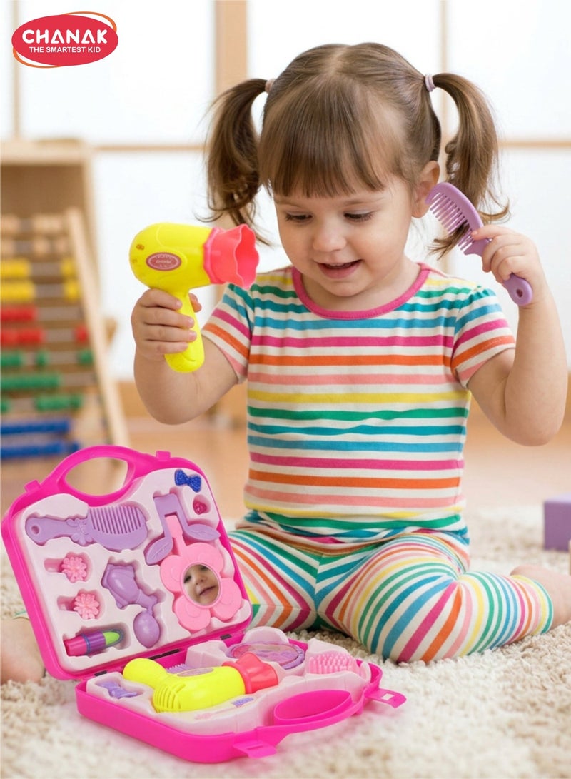 Chanak Beauty Playset for Kids, Pretend Play Beauty set with Foldable Suitcase for Kids, Beauty Kit Toyset for Kids Above 3 Years - Image 1
