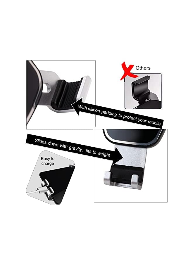 PROMASS Car Phone Holder For Air AC Vent Phone Holder Car With Gravity & Clamping Mobile Holder For Car Dashboard Compatible With (4.7 To 7.2 Inches) (Silver Black) Car Accessories Interior  - Image 5
