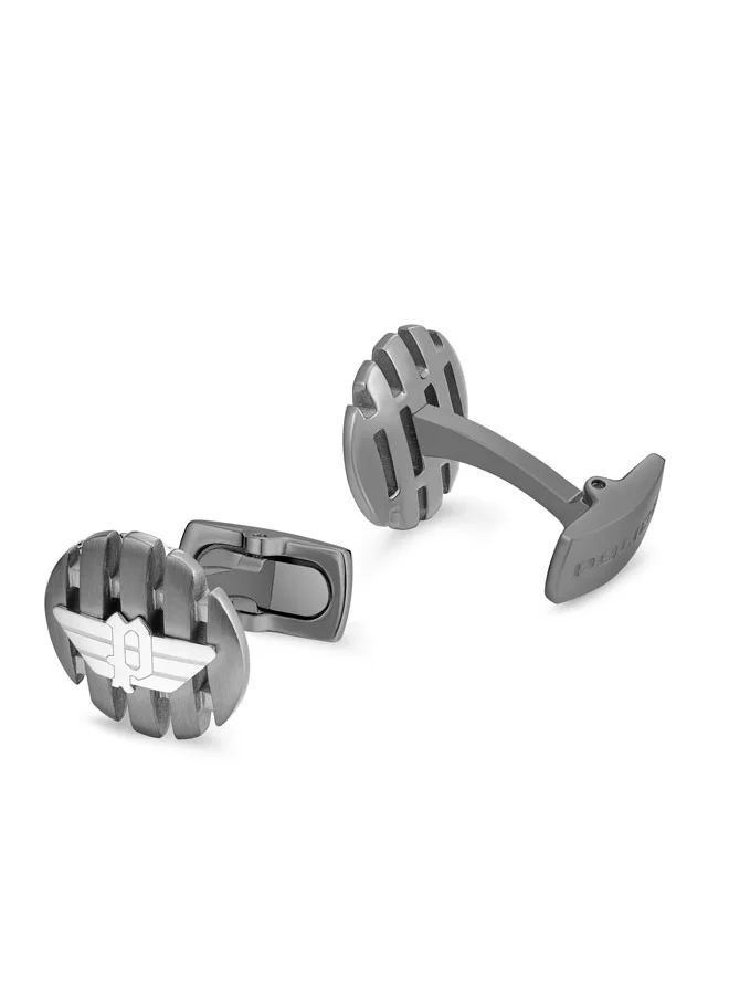 بوليس Onset CufflinksConvex Design with Black P Wing LogoUrban and Edgy Men's Statement Style
