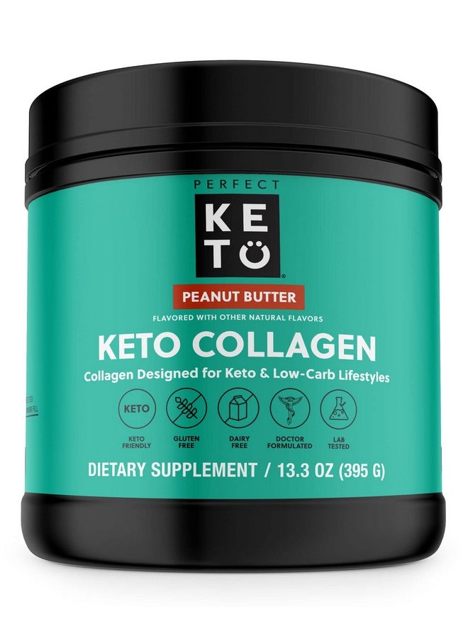 Perfect Keto Collagen Protein Powder With Mct Oil Grassfed Gf Multi Supplement Best For Ketogenic Diets Use As Keto Creamer In Coffee And Shakes For Women & Men (Peanut Butter)  - Image 1