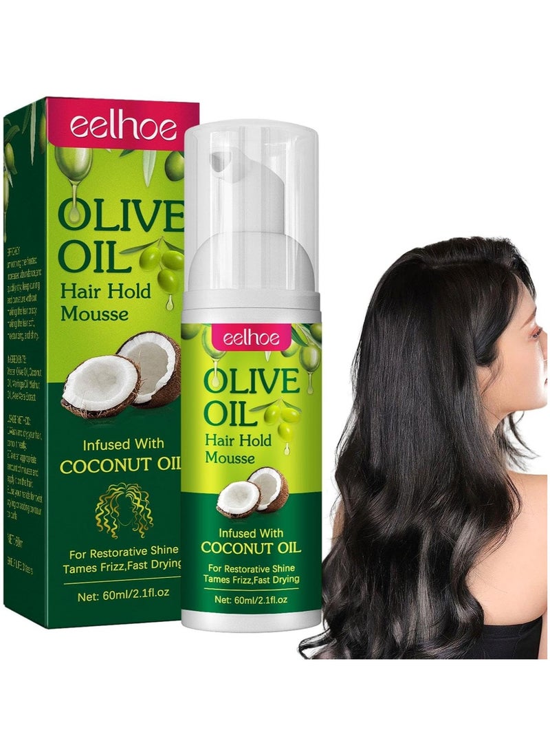 EELHOE Olive Oil Hair Styling Mousse, Curl Defining and Moisturizing Style Holding Long Lasting Anti-Frizz Mousse  - Image 2