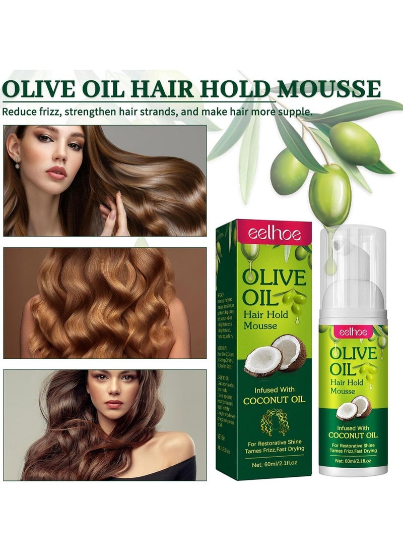 EELHOE Olive Oil Hair Styling Mousse, Curl Defining and Moisturizing Style Holding Long Lasting Anti-Frizz Mousse  - Image 4