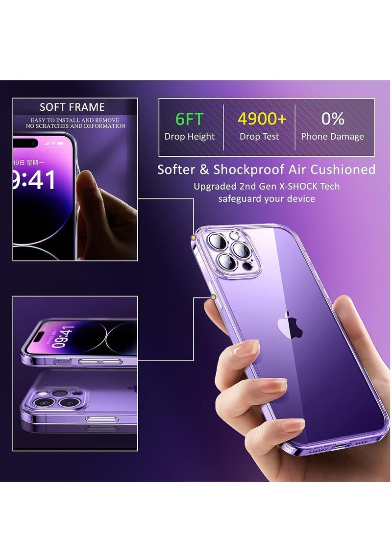 ELTRAZONE - 6 in1 iPhone 14 Pro Max Case with 2 Set Lens Protector + 2 Pcs 9H Tempered Glass Screen Protector No Yellowing Full Body Protection Clear Shockproof Protective Case Clearing Kit Free - Image 1