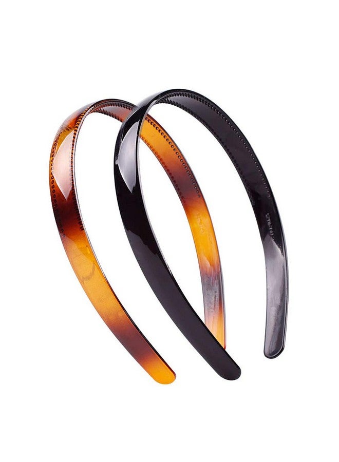 Fodattm Set Of 2 Women Hard Plastic Headband Hair Hoop Black And Brown Highgrade Headwear Hairband (Style B) - Image 1