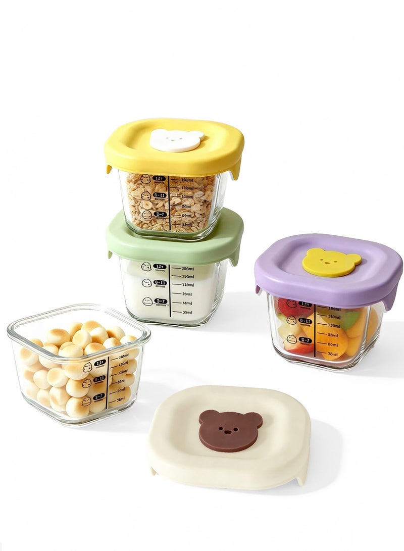 Jourvent 4 PCS Square Baby Food Containers, Reusable Infant Food Storage Jars, Small Snack Container with Lids for Infant & Babies, Microwave & Dishwasher Friendly - Image 1